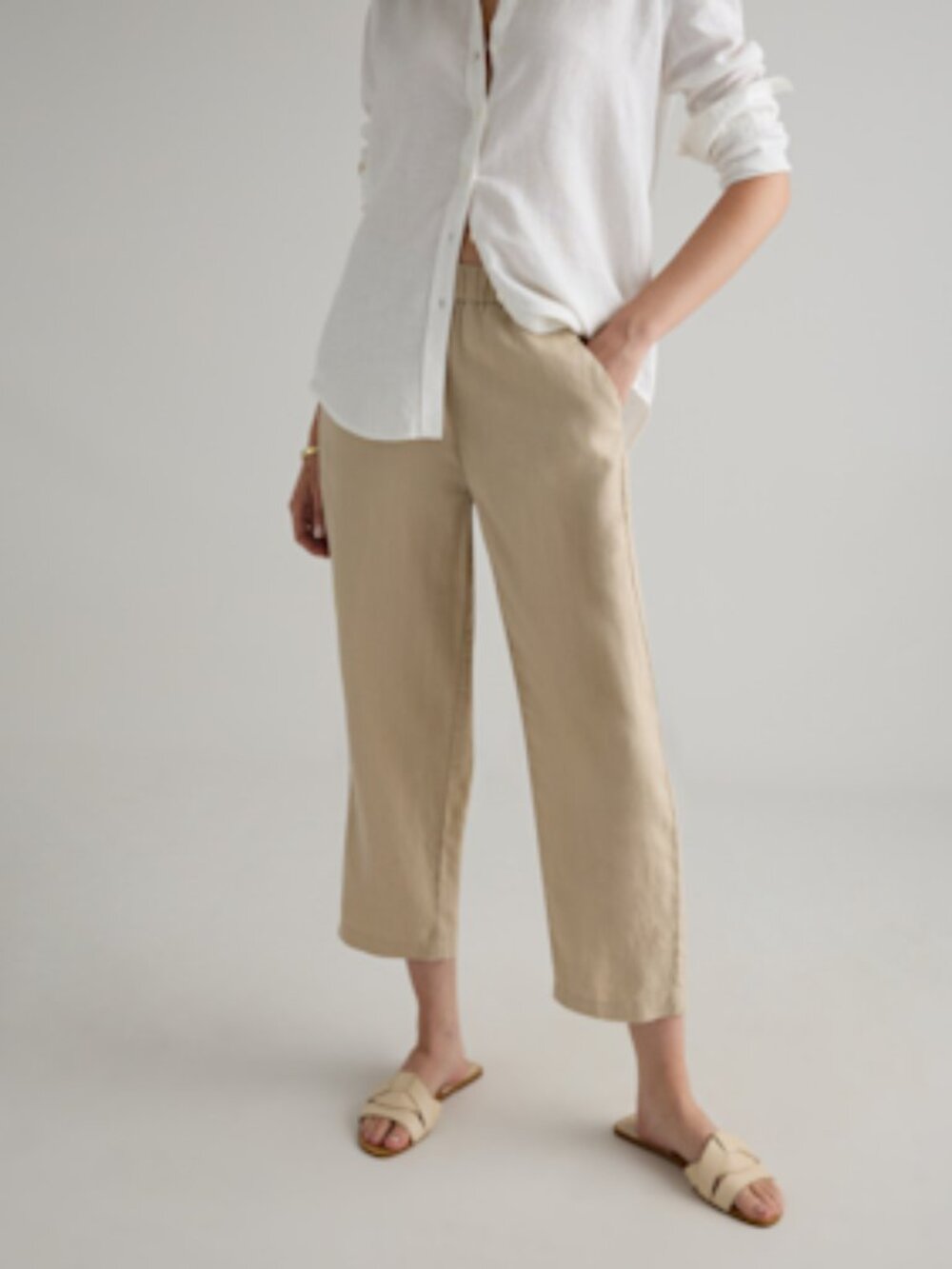 Quince 100% European Linen Pants in Driftwood